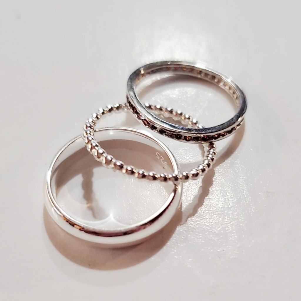 Size 4  Toe Ring  Sterling Silver Stacked Rings